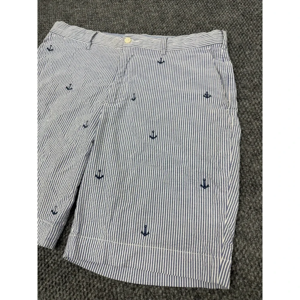 Polo Ralph Lauren Chino Shorts Men's 34 Blue White Striped Anchor Classic Fit 9" - Picture 2 of 8
